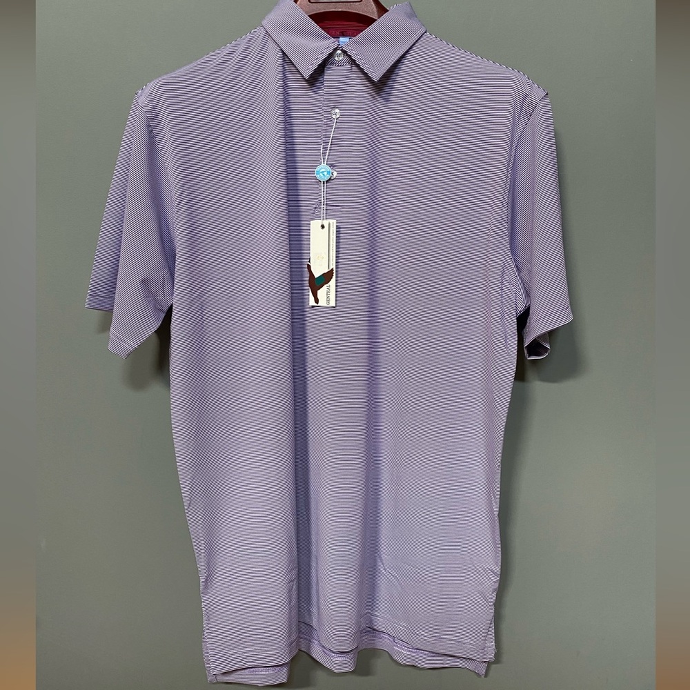 GENTEAL Men’s Pinstripe Polo Shirt Plum XL NWT